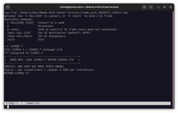 RNODE AX25 TERMINAL